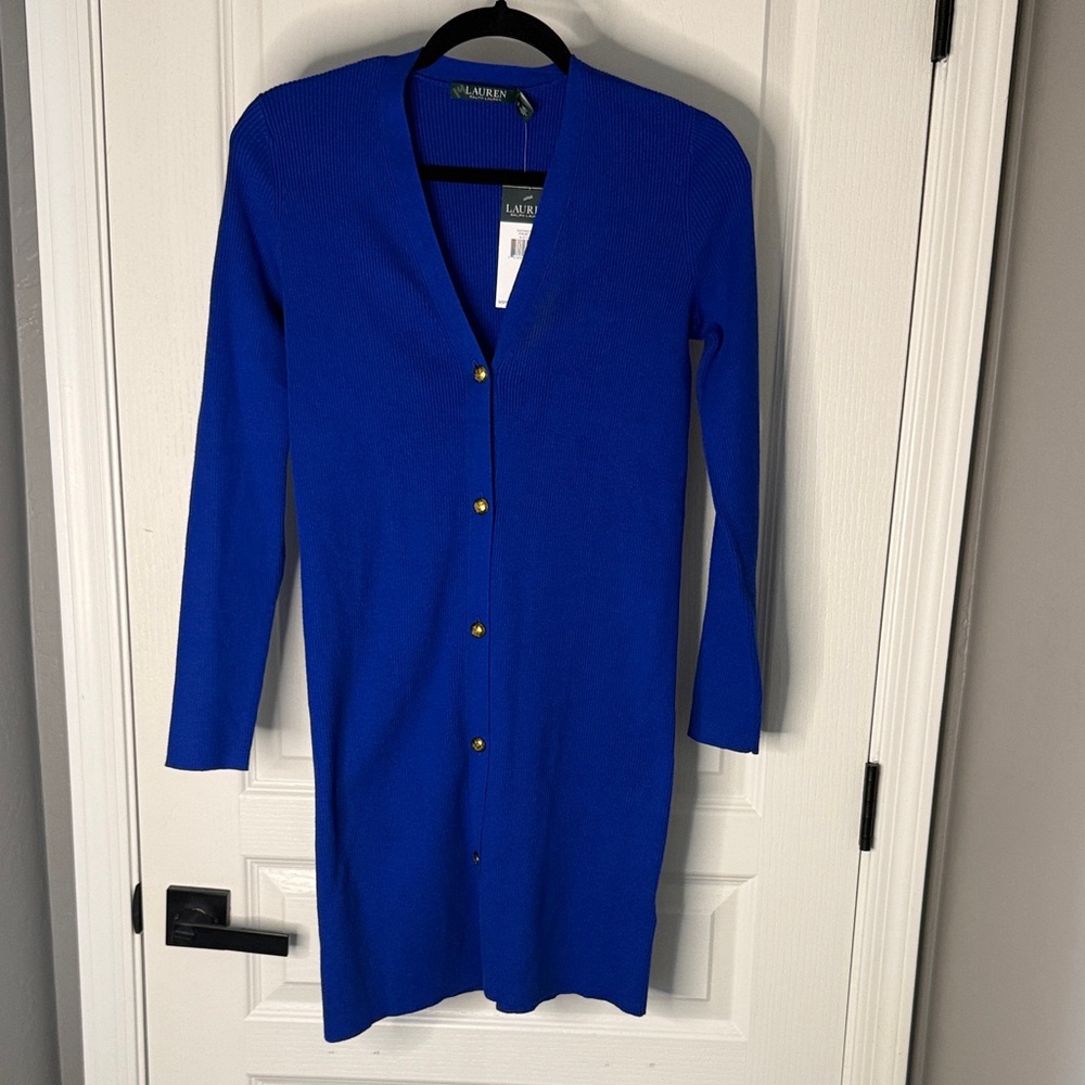 Ralph Lauren Royal Blue Mini Dress with Gold Accents